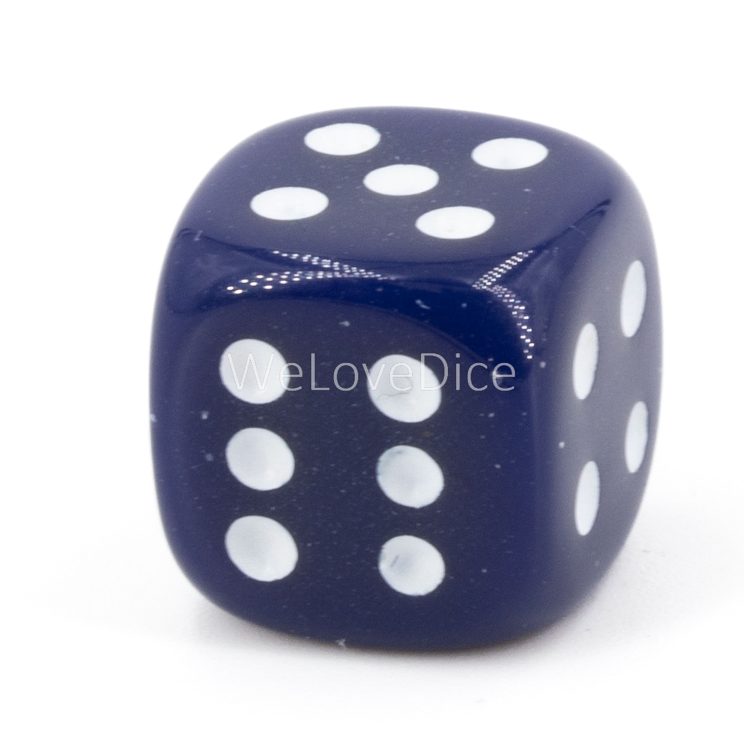 14mm Würfel in dunkelblau / weiß Satt