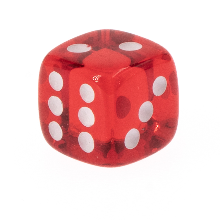 7mm Würfel in rot transparent / weiß Transparent