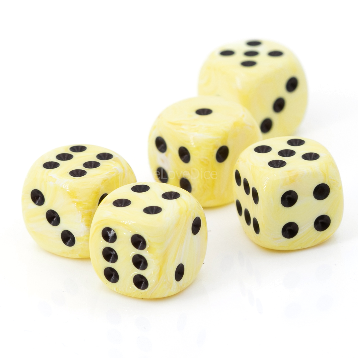 12mm Würfel in ice cream gelb / schwarz Marmor