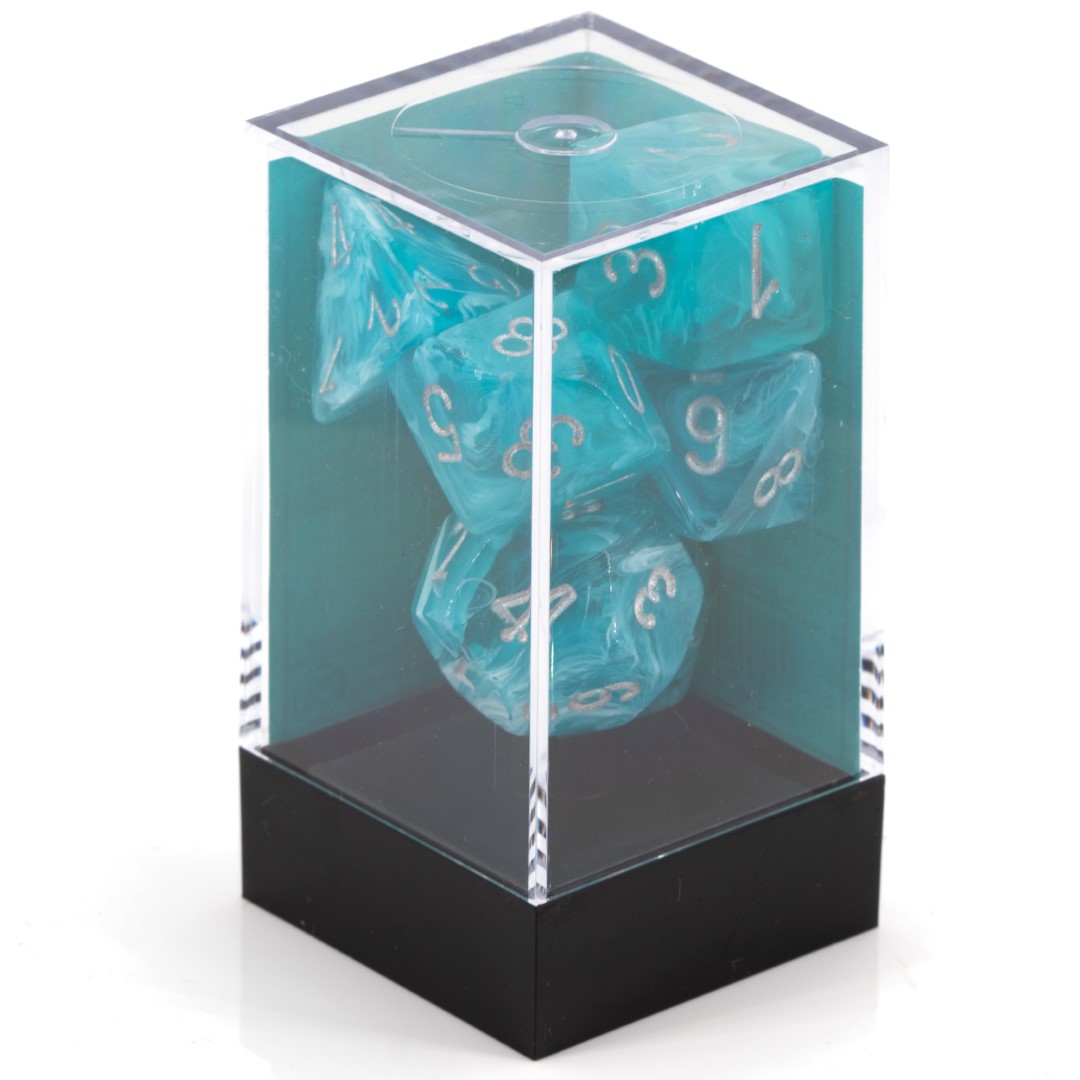 Cirrus®  Polyhedral Aqua / silber 7-Würfel Set