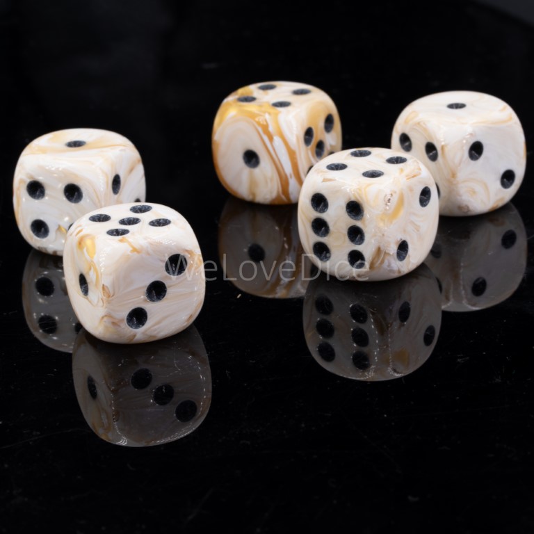12mm Würfel in gold beige / schwarz Marmor