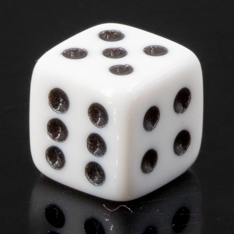 7mm Würfel in weiss / schwarz Satt