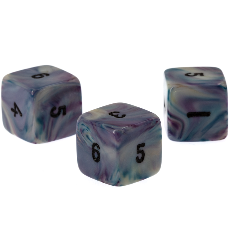 W6 Würfel in Kosmische Welle / schwarz Marmor