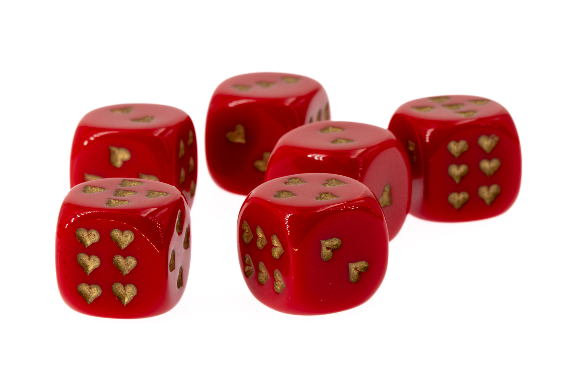 Herz Würfel in rot / gold Satt