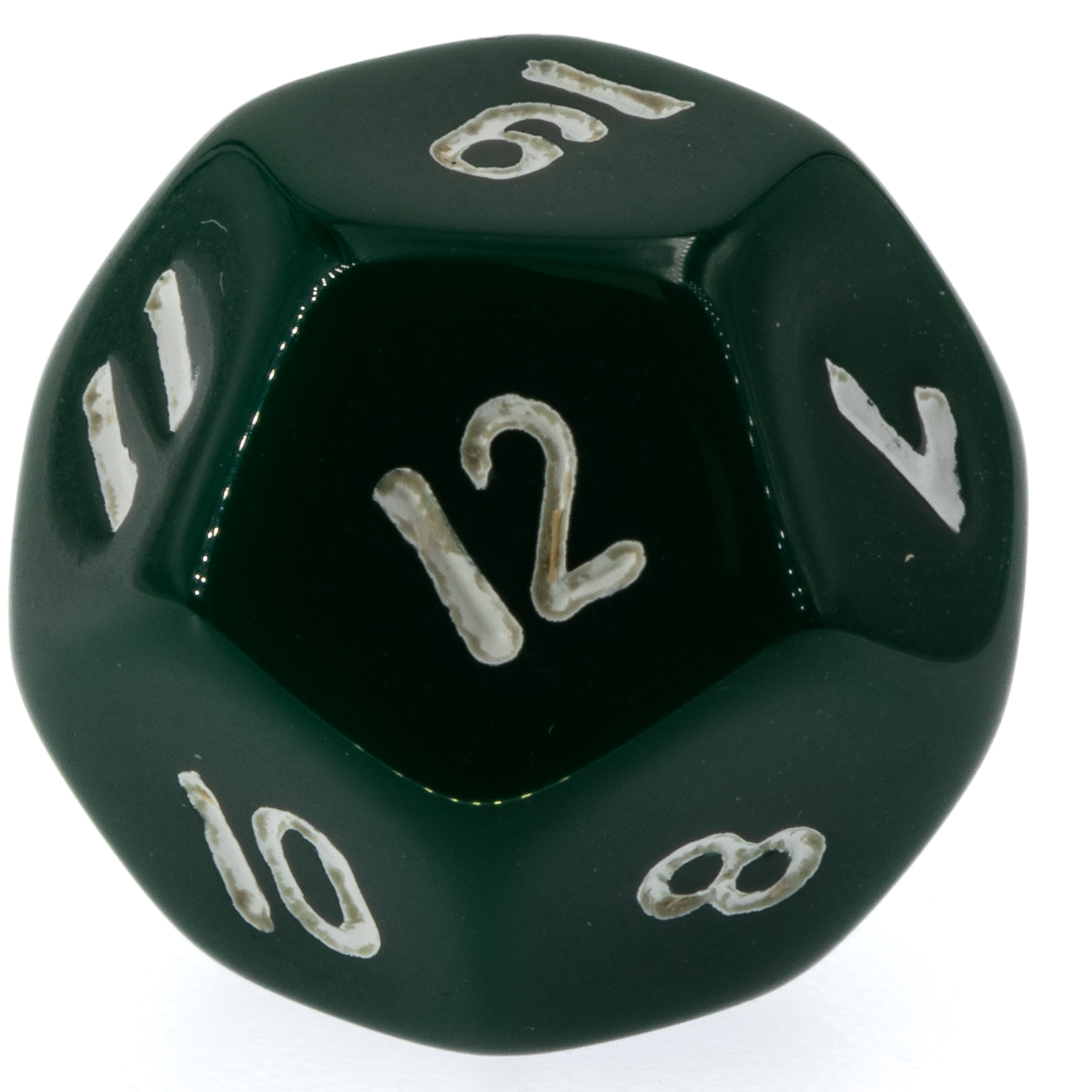 W12 Würfel in dunkelgrün / weiß Satt