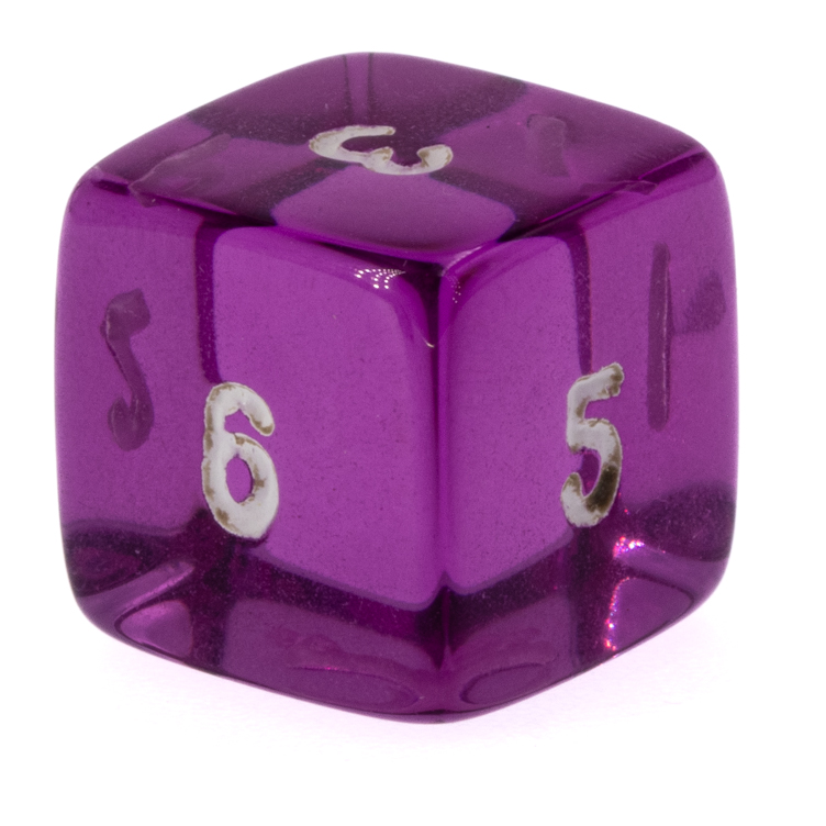 W6 Würfel in flieder / weiß Transparent