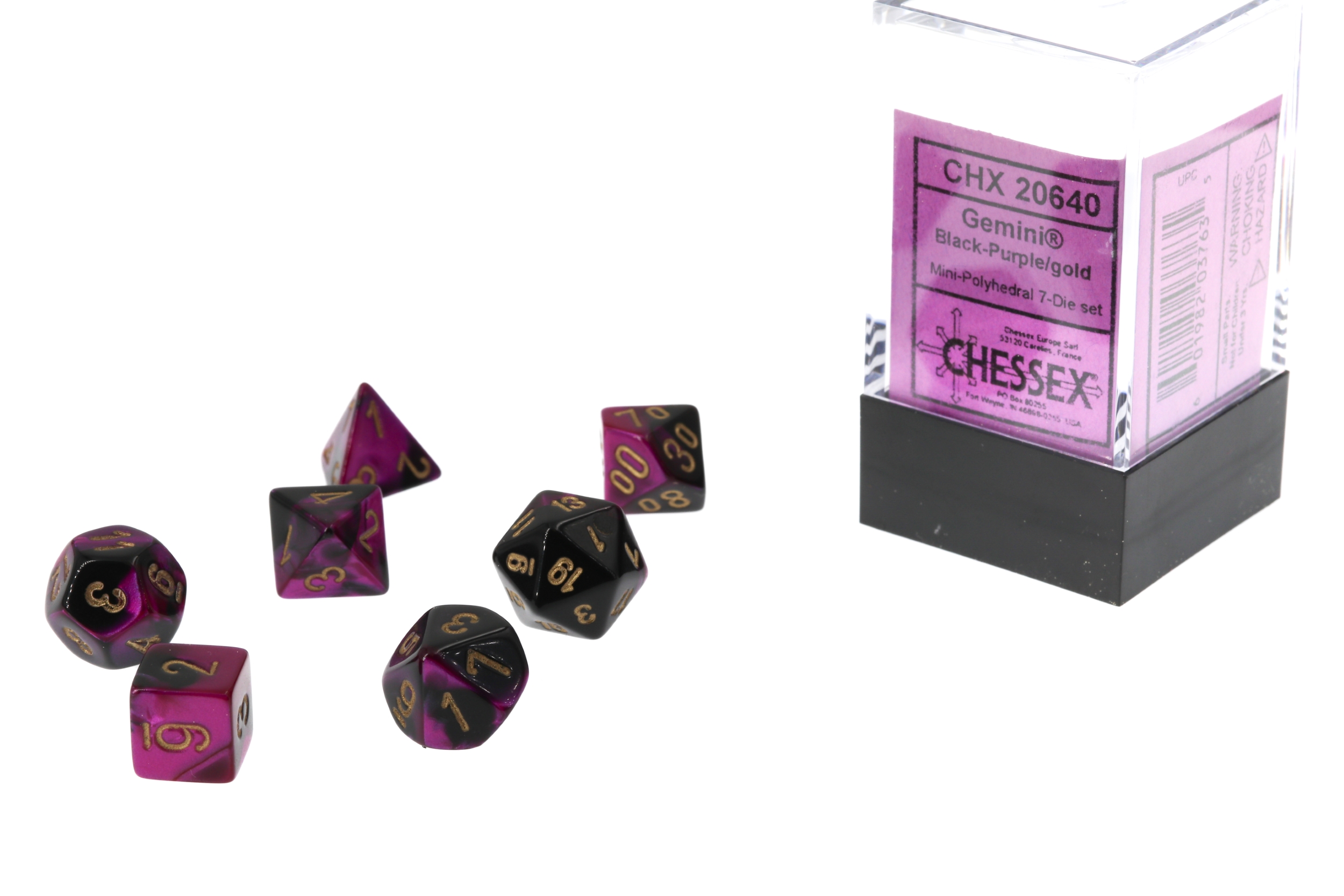 Mini-hedral Gemini® Polyhedral Schwarz-Lila / gold 7-Würfel Set