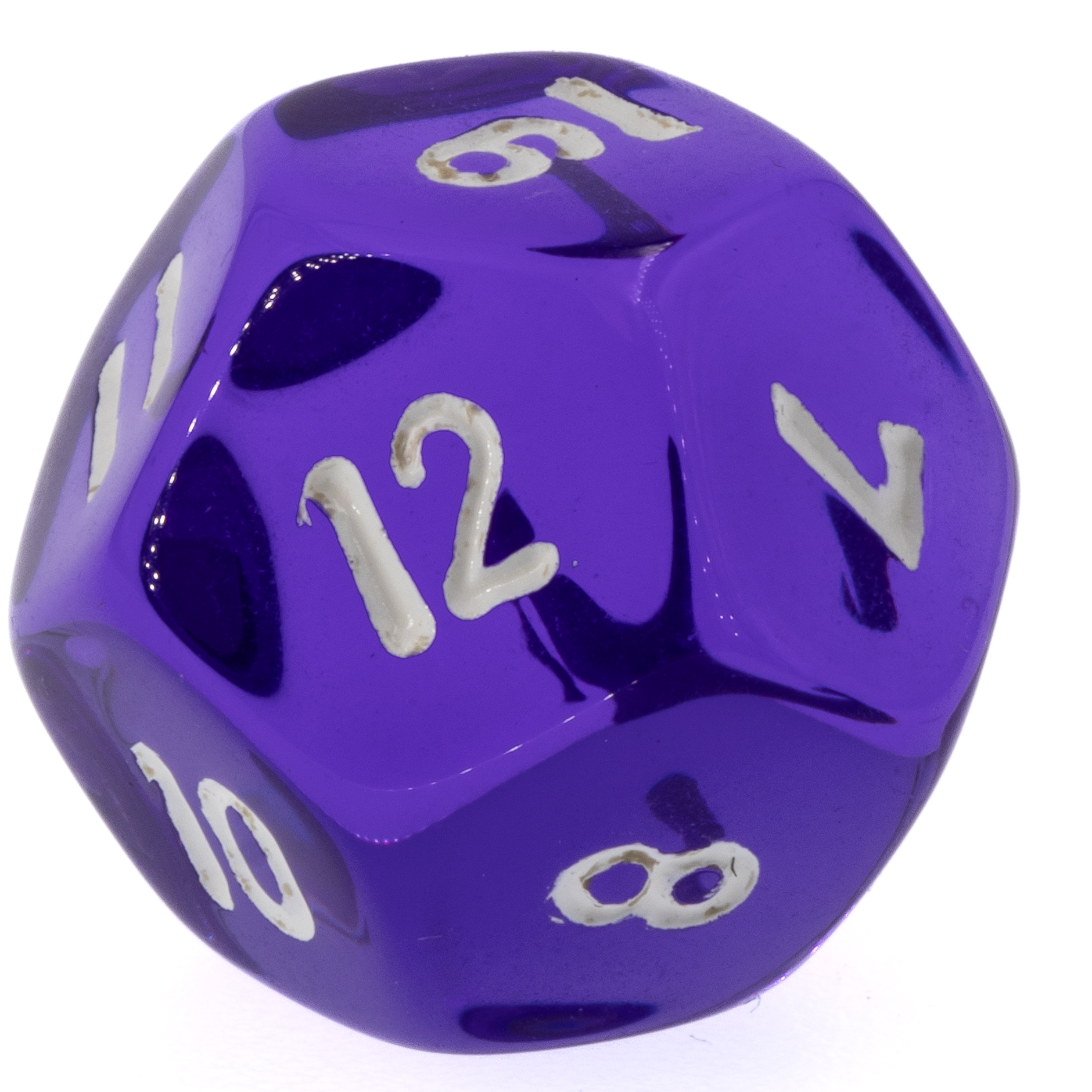 W12 Würfel in lila / weiß Transparent
