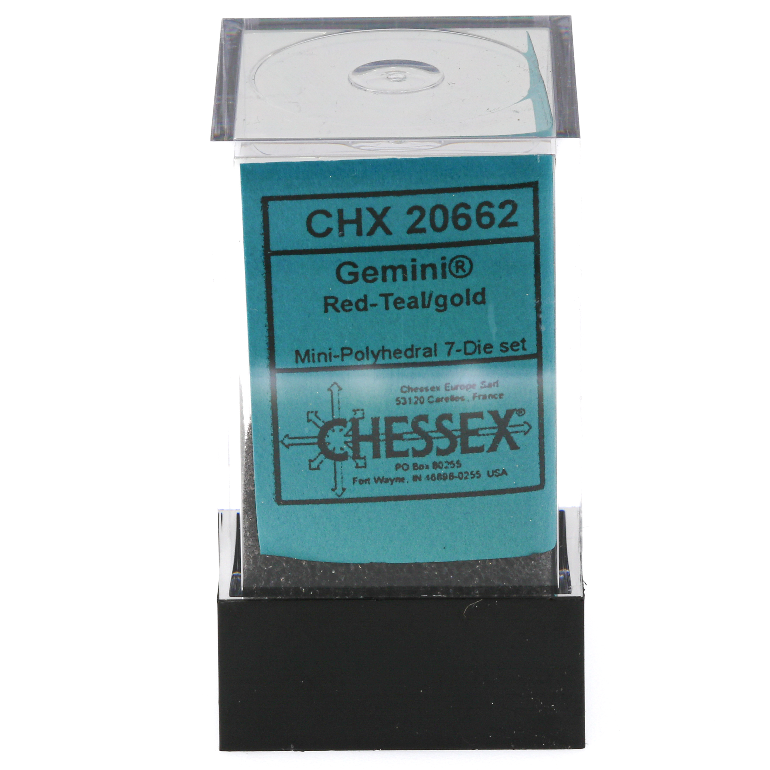 Mini-hedral Gemini® Polyhedral Rot-Blaugrün / gold 7-Würfel Set