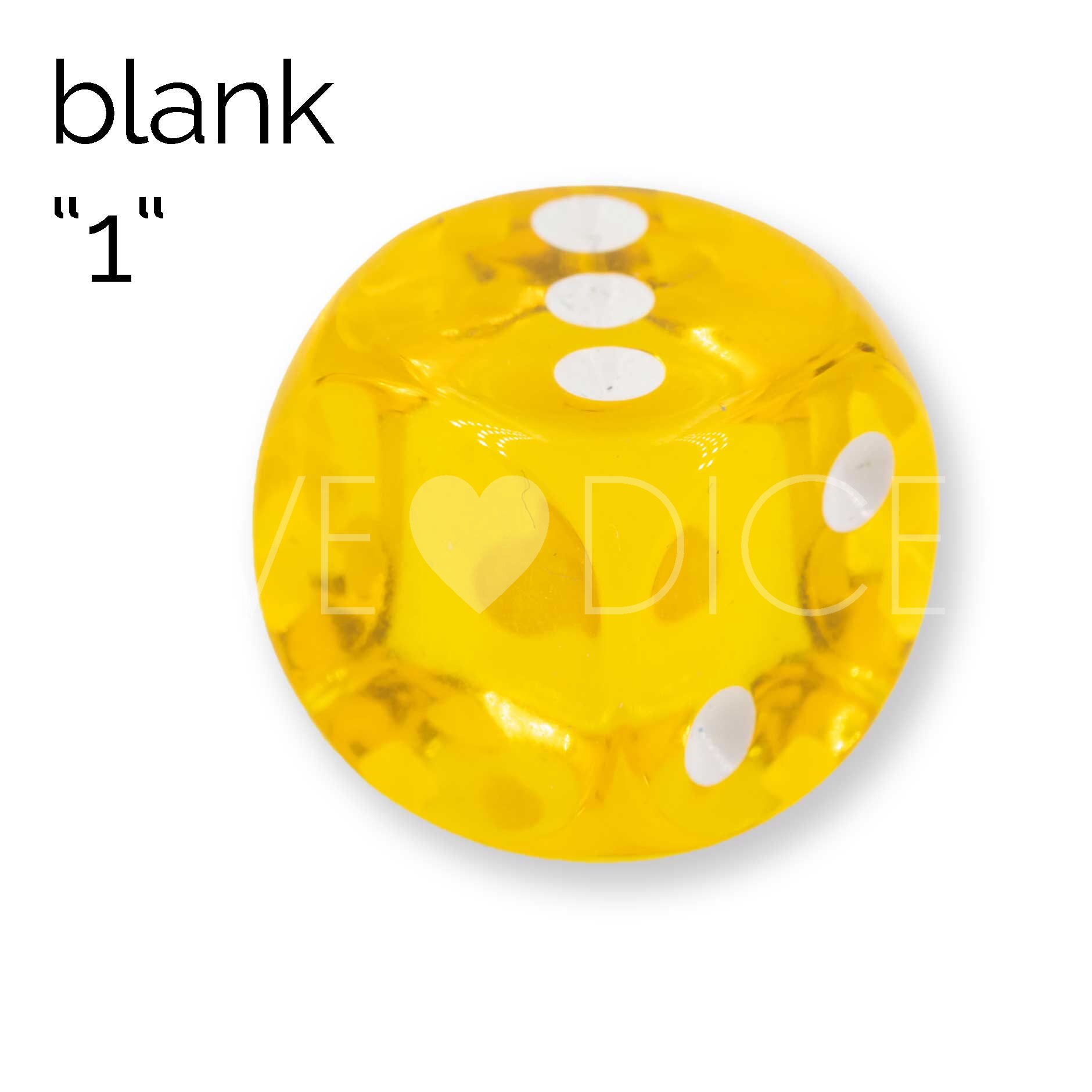 16mm Würfel in gelb transparent / weiß Transparent ohne "1"