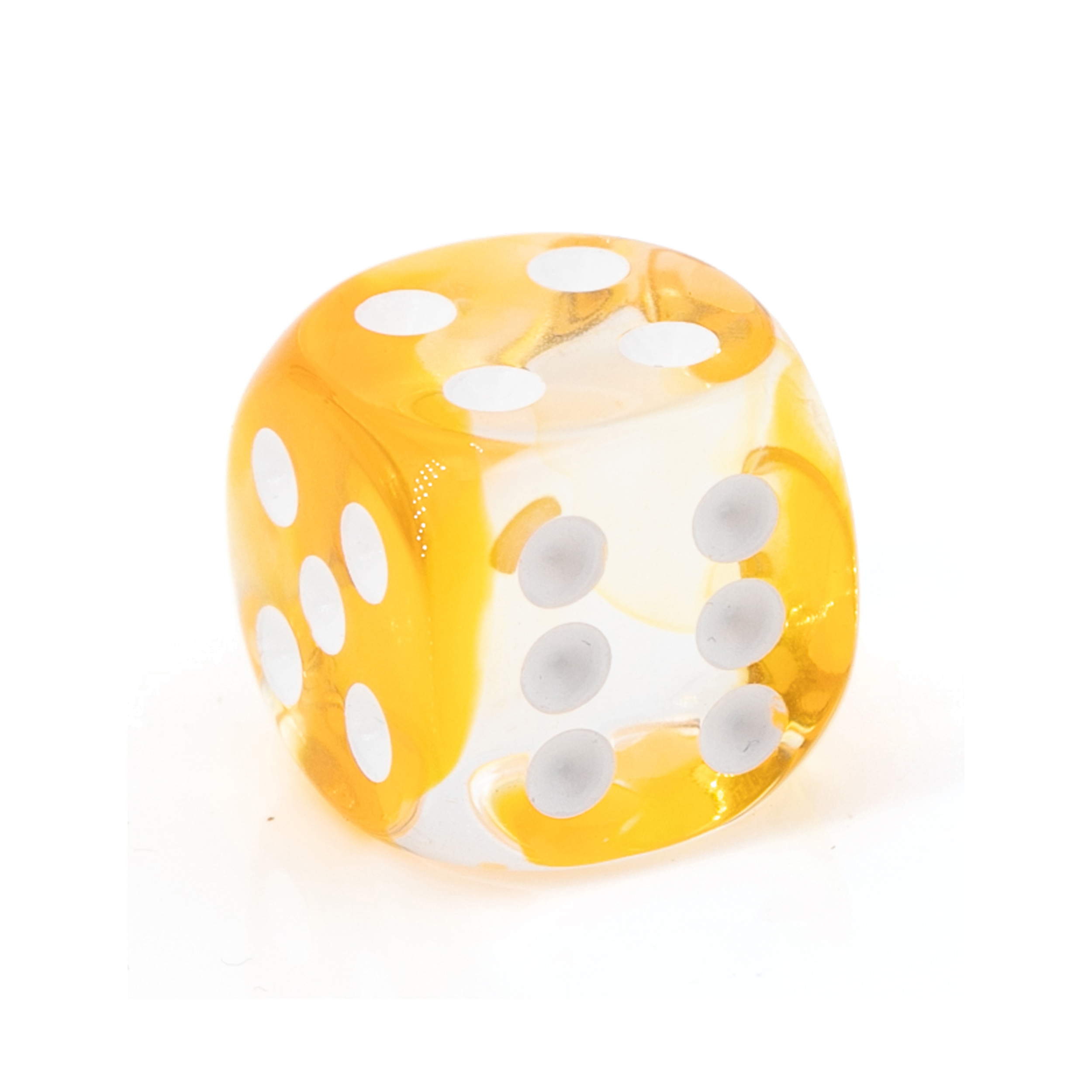 16mm Würfel in kristall orange  / weiß 2-Ton