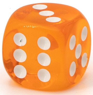 10mm Würfel in orange / weiß Transparent