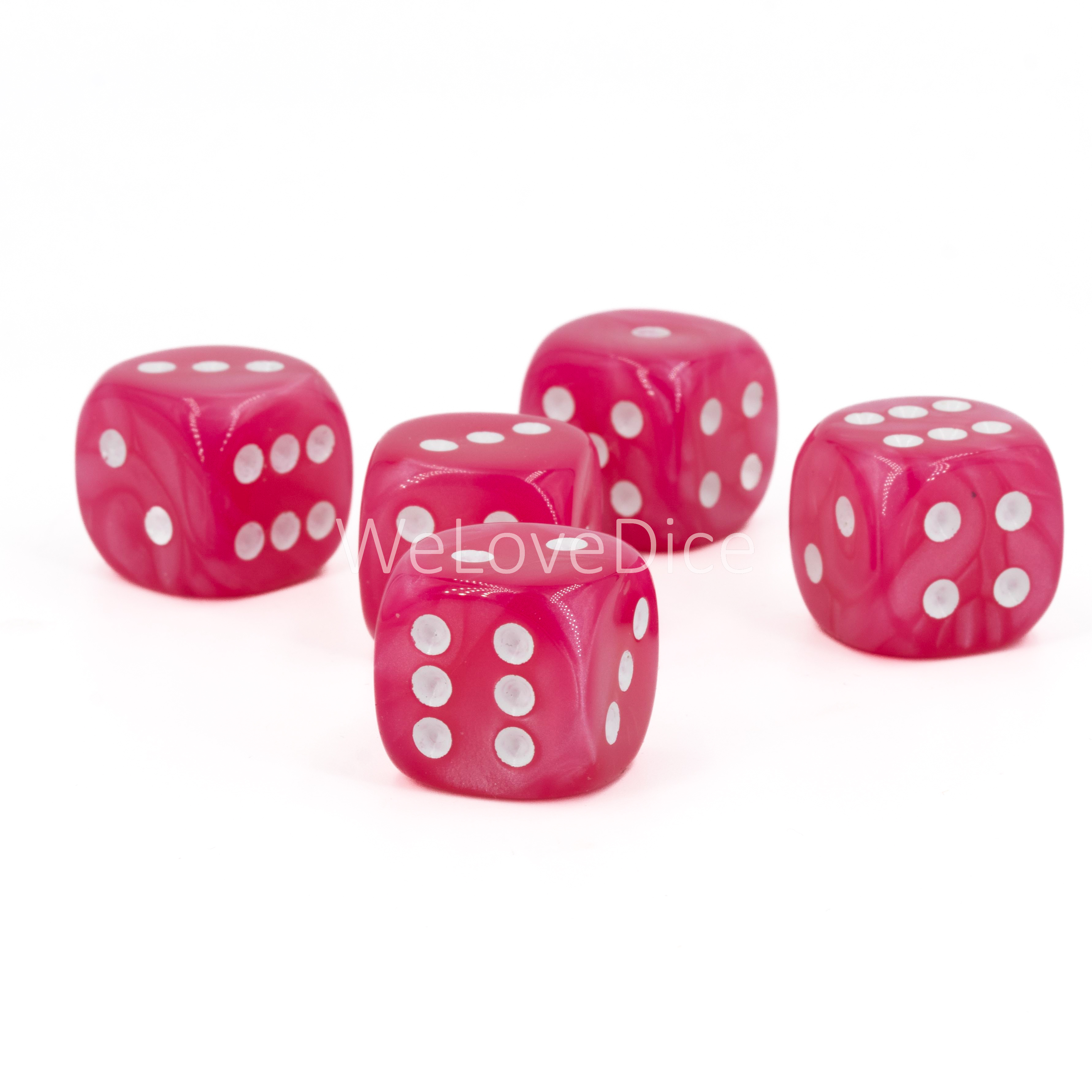 14mm Würfel in Pink / weiß Seide