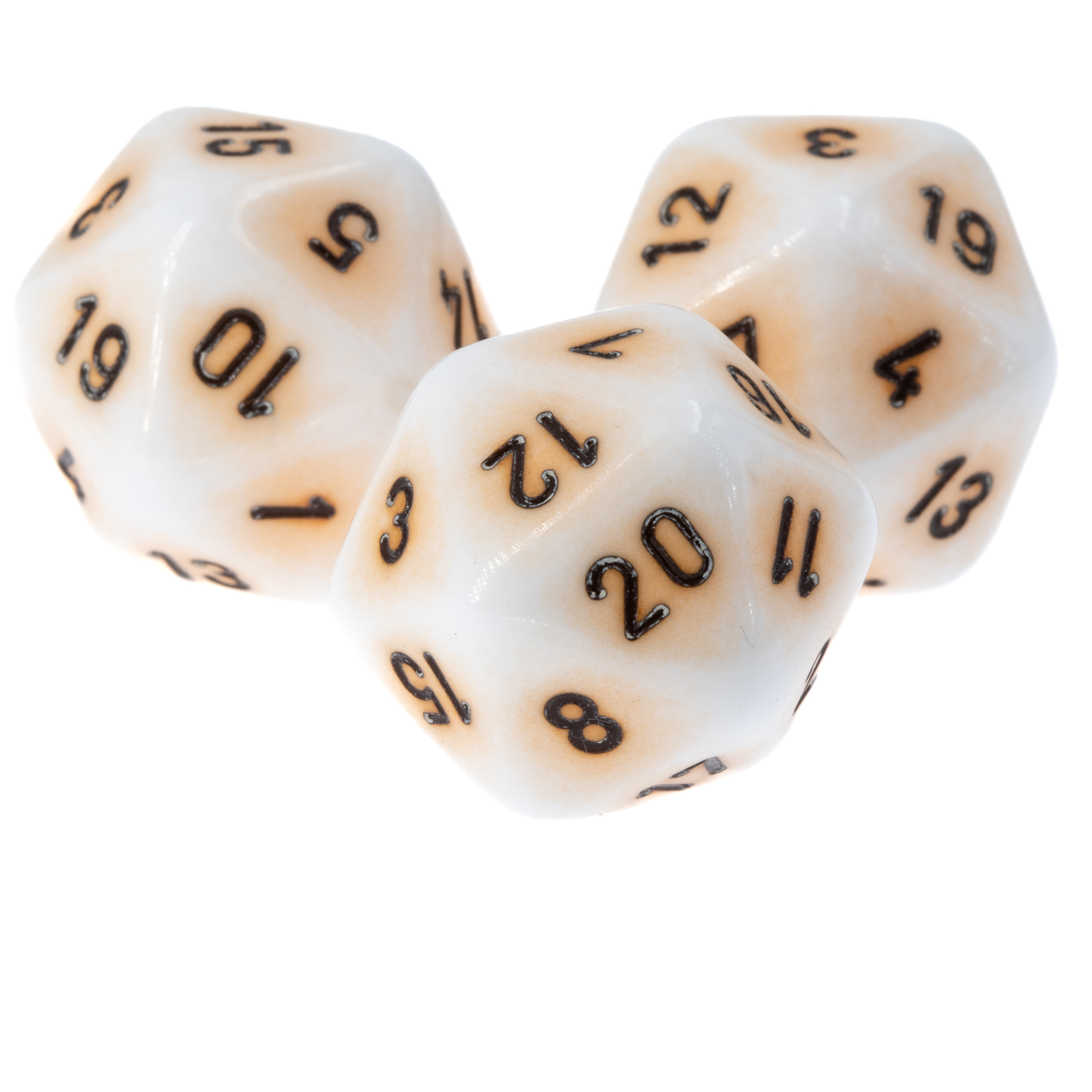 W20 Würfel in orange / schwarz Satt