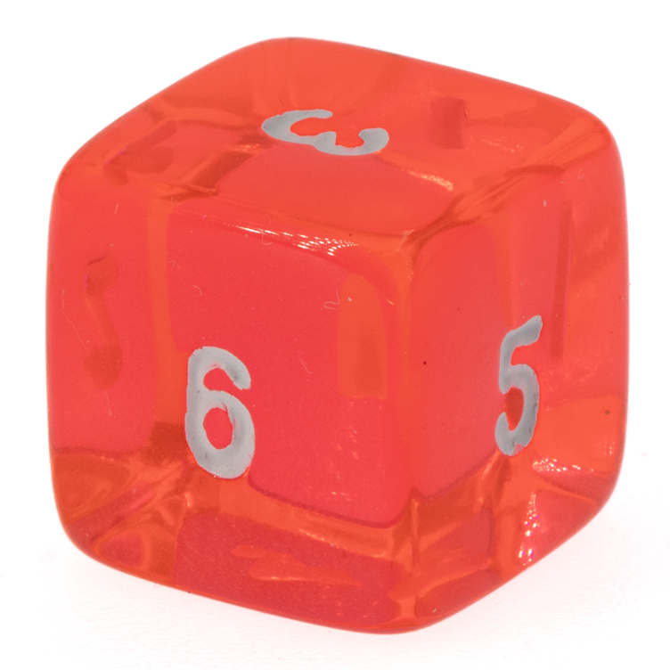 W6 Würfel in orange / weiß Transparent