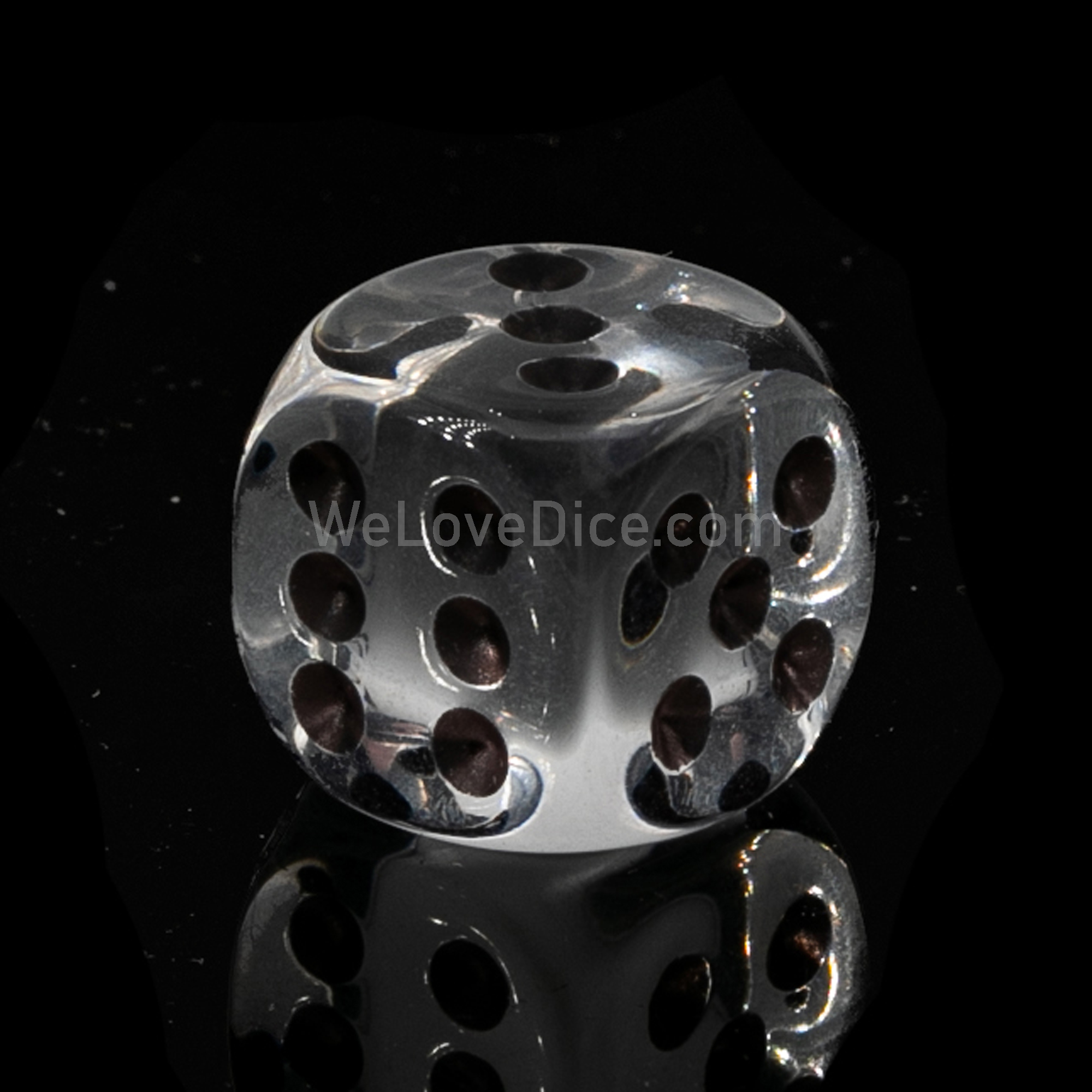 16mm Würfel in glasklar transparent / schwarz Transparent