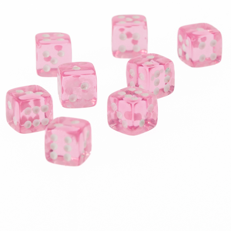 8mm Würfel in rosa / weiß Transparent