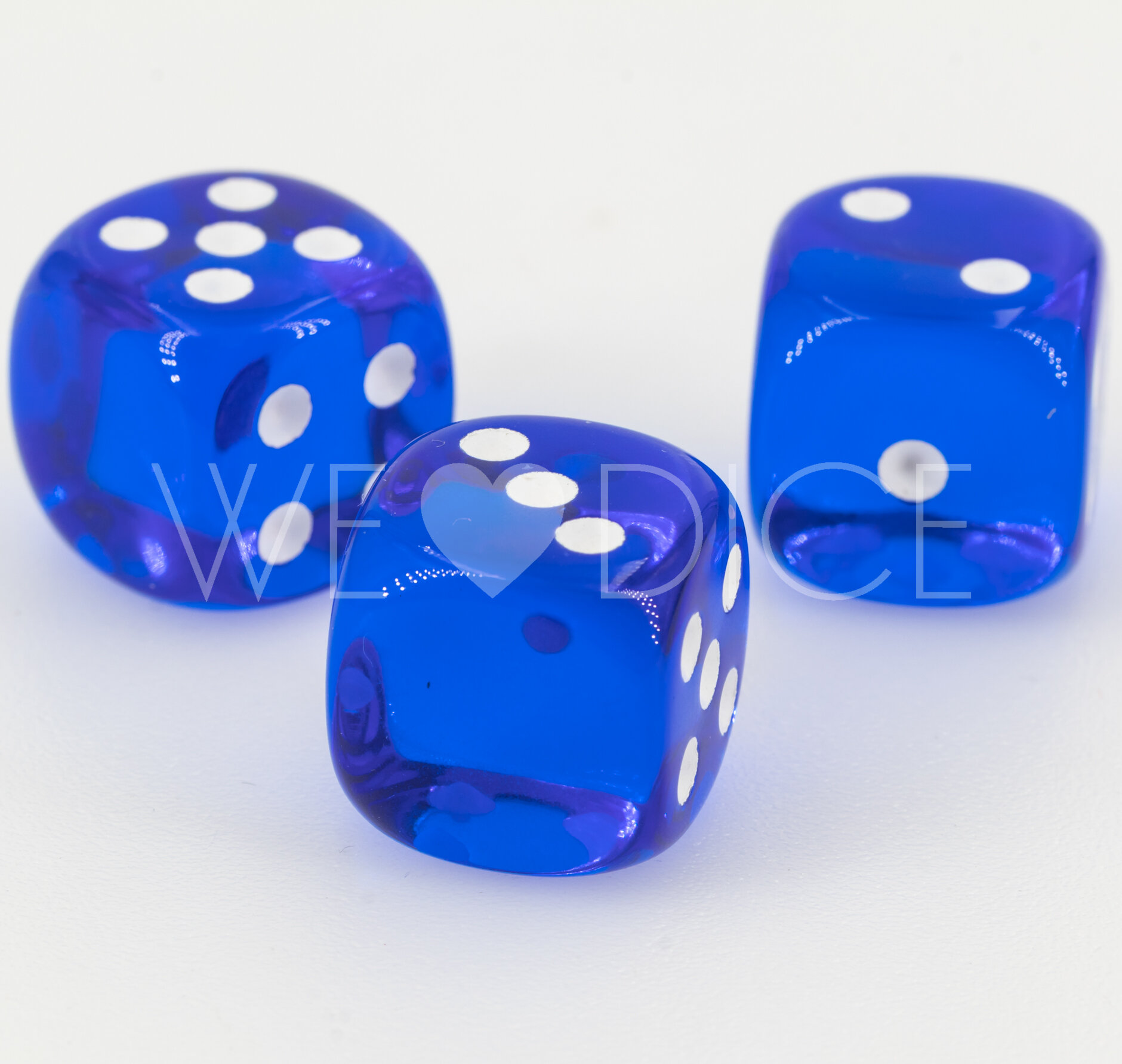 16mm Würfel in dunkelblau / weiß Transparent ohne "6"