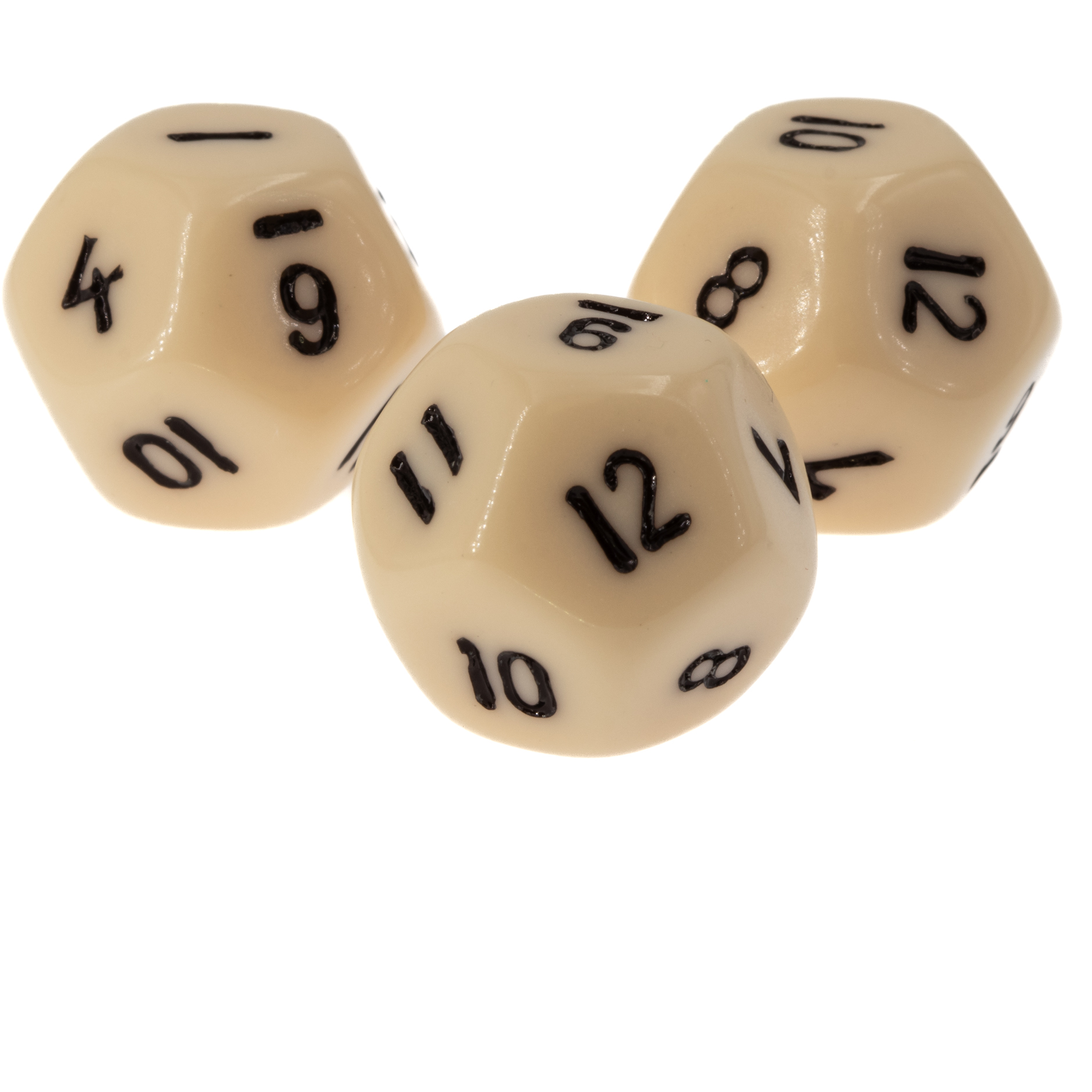 W12 Würfel in elfenbein / schwarz Satt