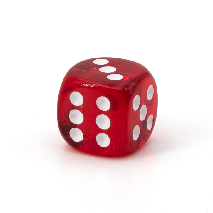 14mm Würfel in rot transparent / weiß Transparent