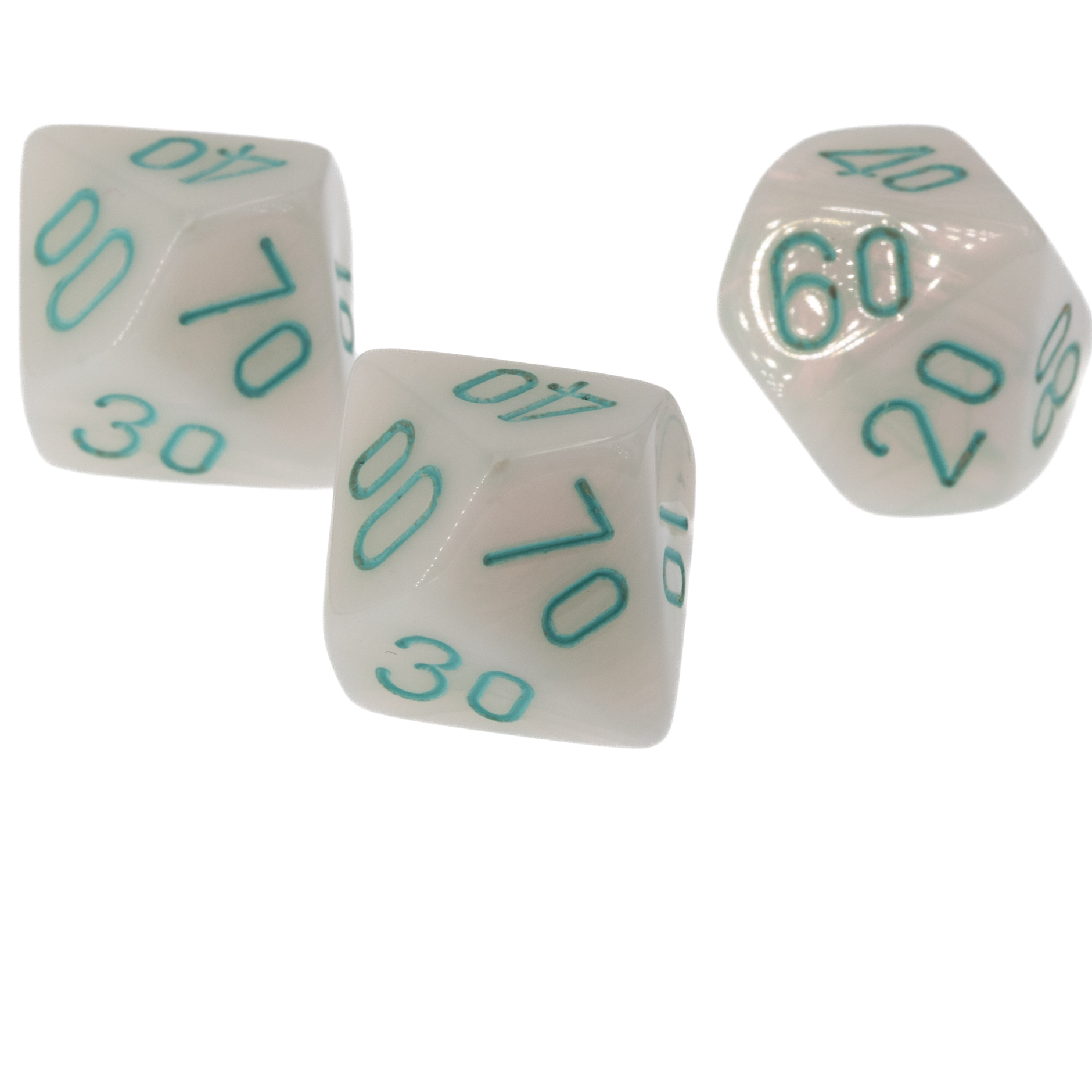 W% Würfel in weiß / türkis Seide