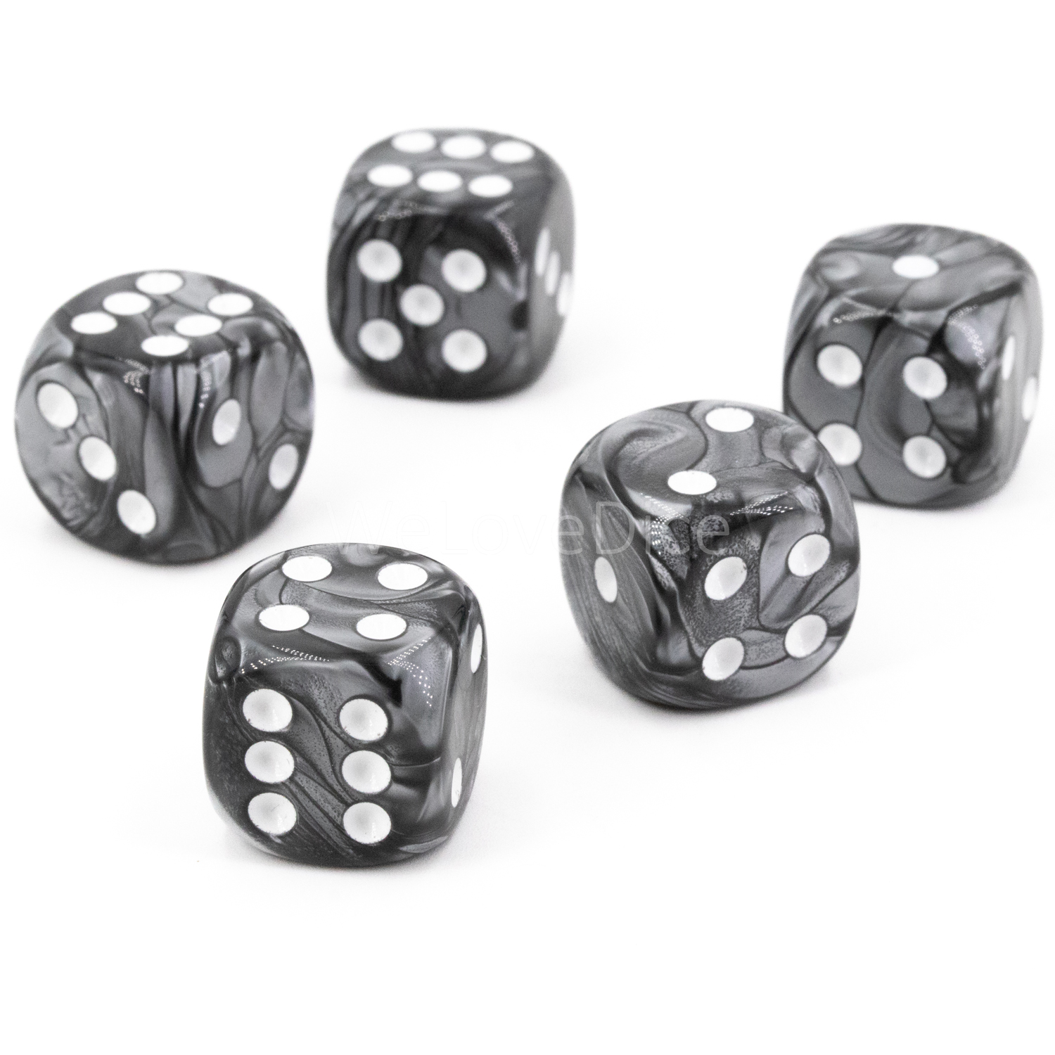 14mm Würfel in silbergrau / weiss Seide