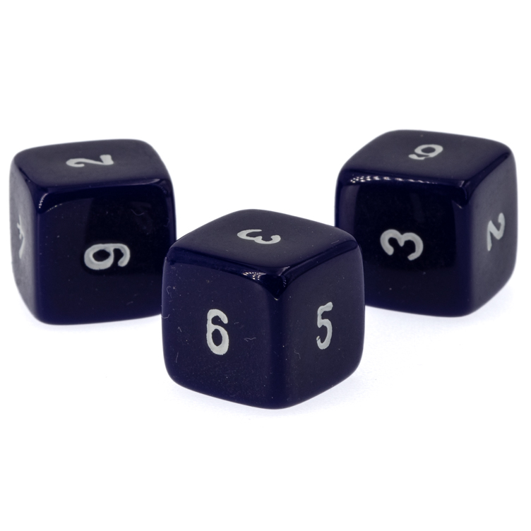 W6 Würfel in dunkelblau / weiß Satt