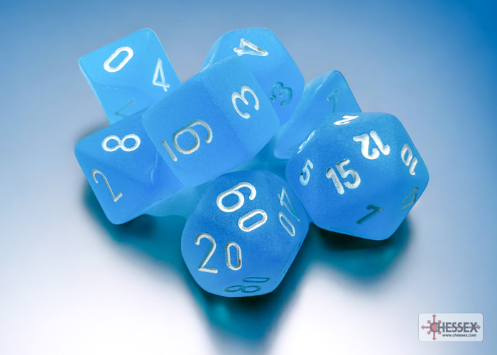 Mini-hedral Frosted Polyhedral Karibikblau / Weiß 7-Würfel Set
