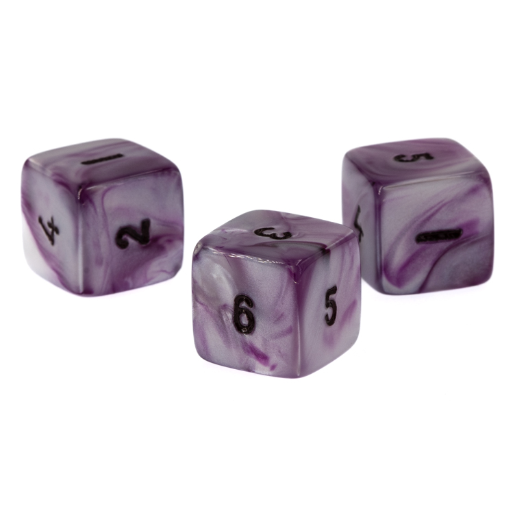 W6 Würfel in lila / schwarz Seide