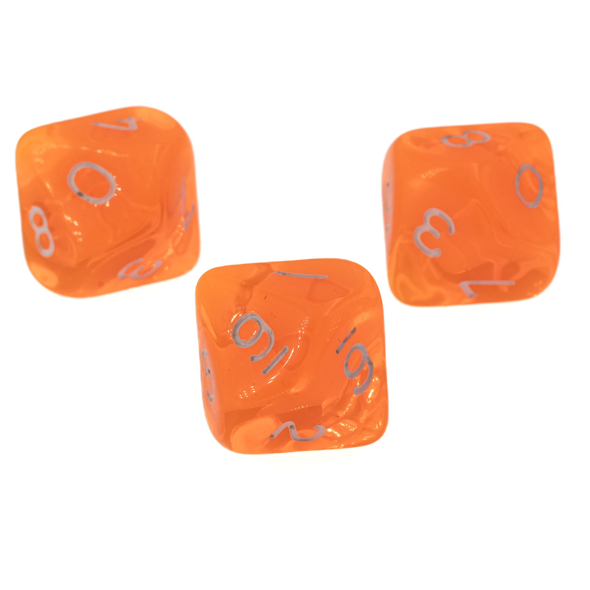 W10 Würfel in neon orange / weiß Transparent