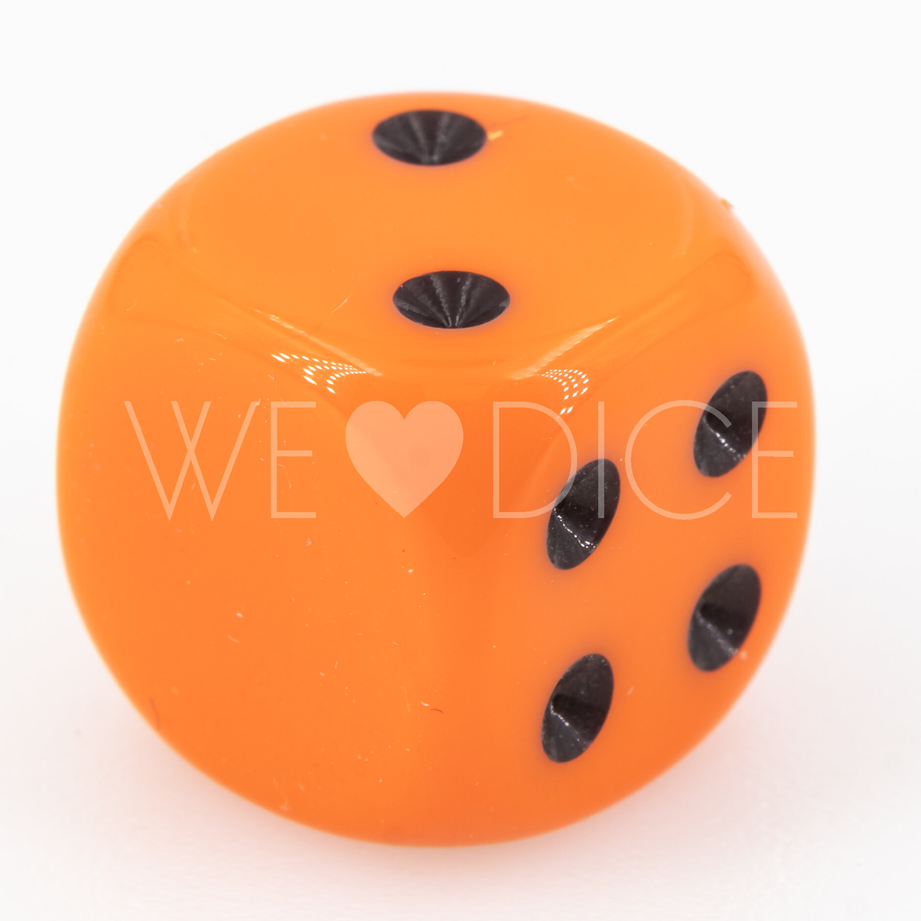 16mm Würfel in orange / schwarz Satt ohne "1"
