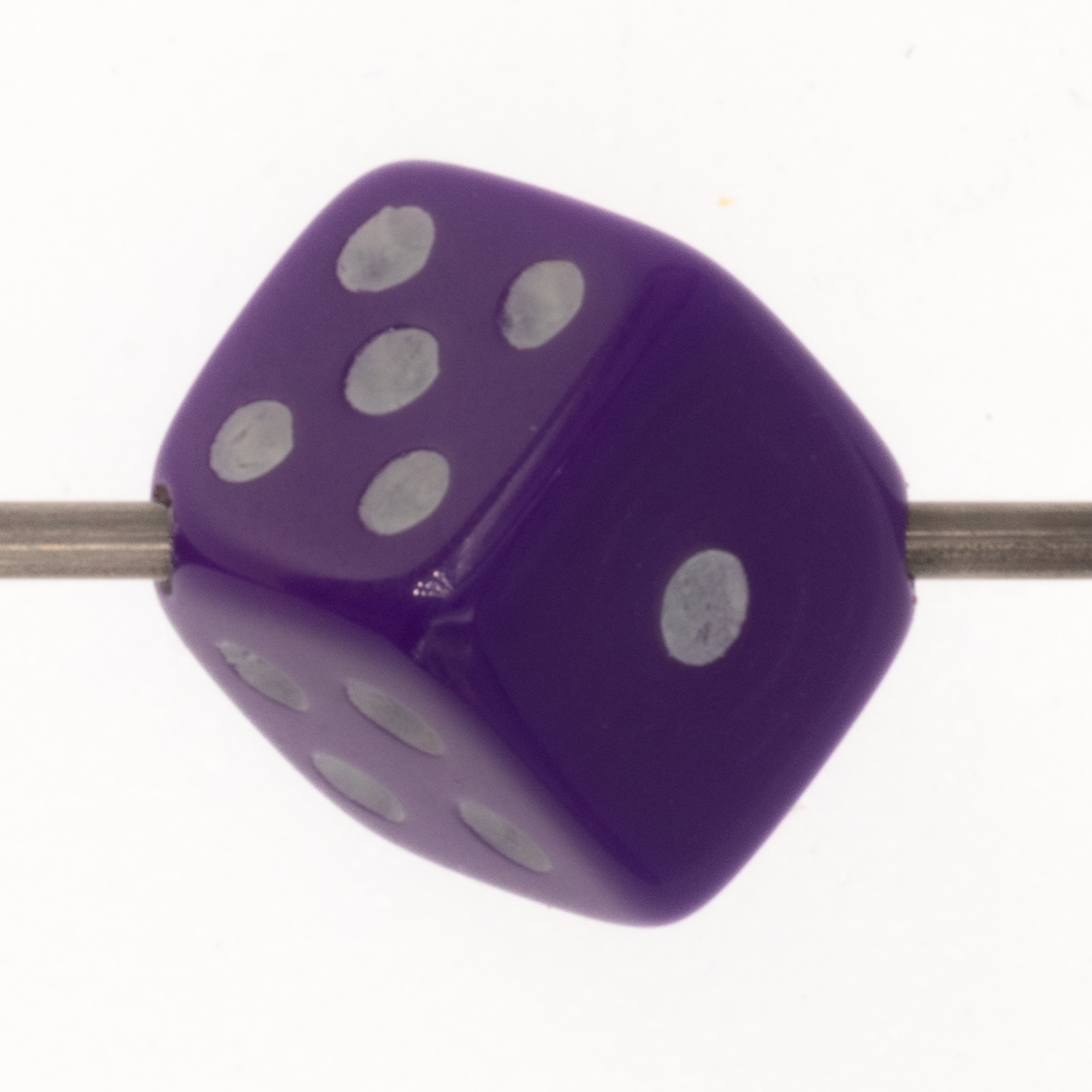 5mm Würfelperle  - lila / weiß  Satt, 