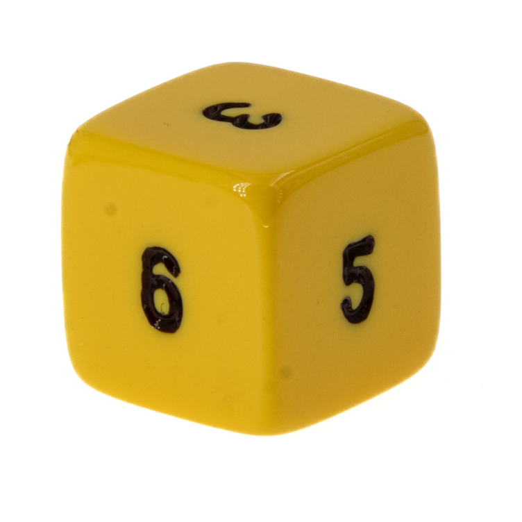 W6 Würfel in gelb / schwarz Satt