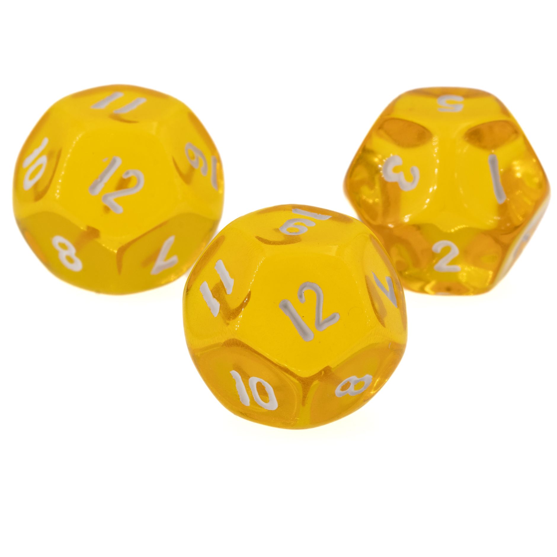 W12 Würfel in gelb transparent / weiß Transparent