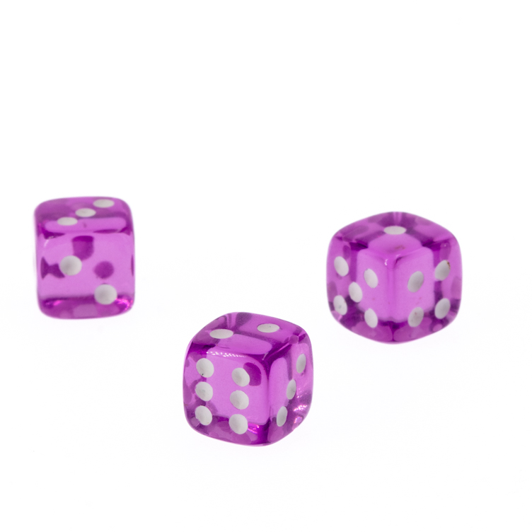 5mm Würfel in flieder / weiß Transparent