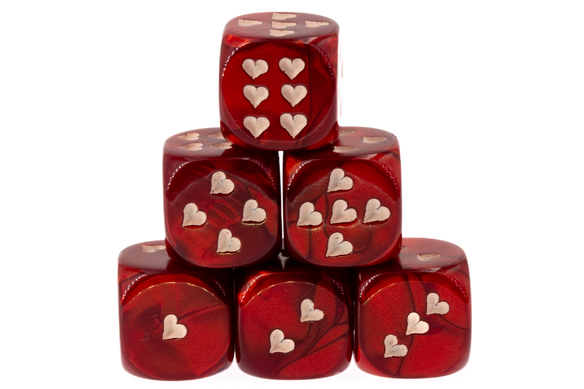 Herz Würfel in rot / weiss Seide