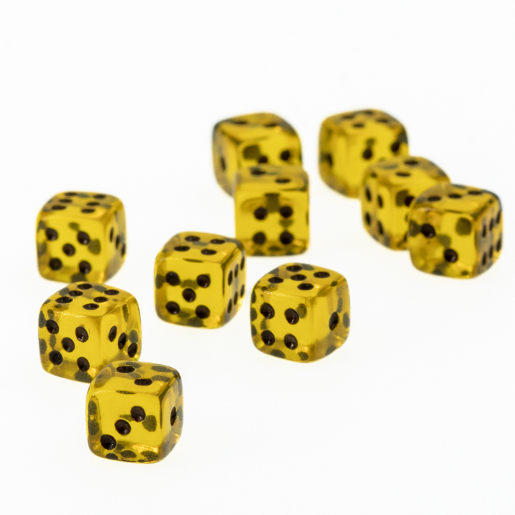 7mm Würfel in gelb /braun Transparent
