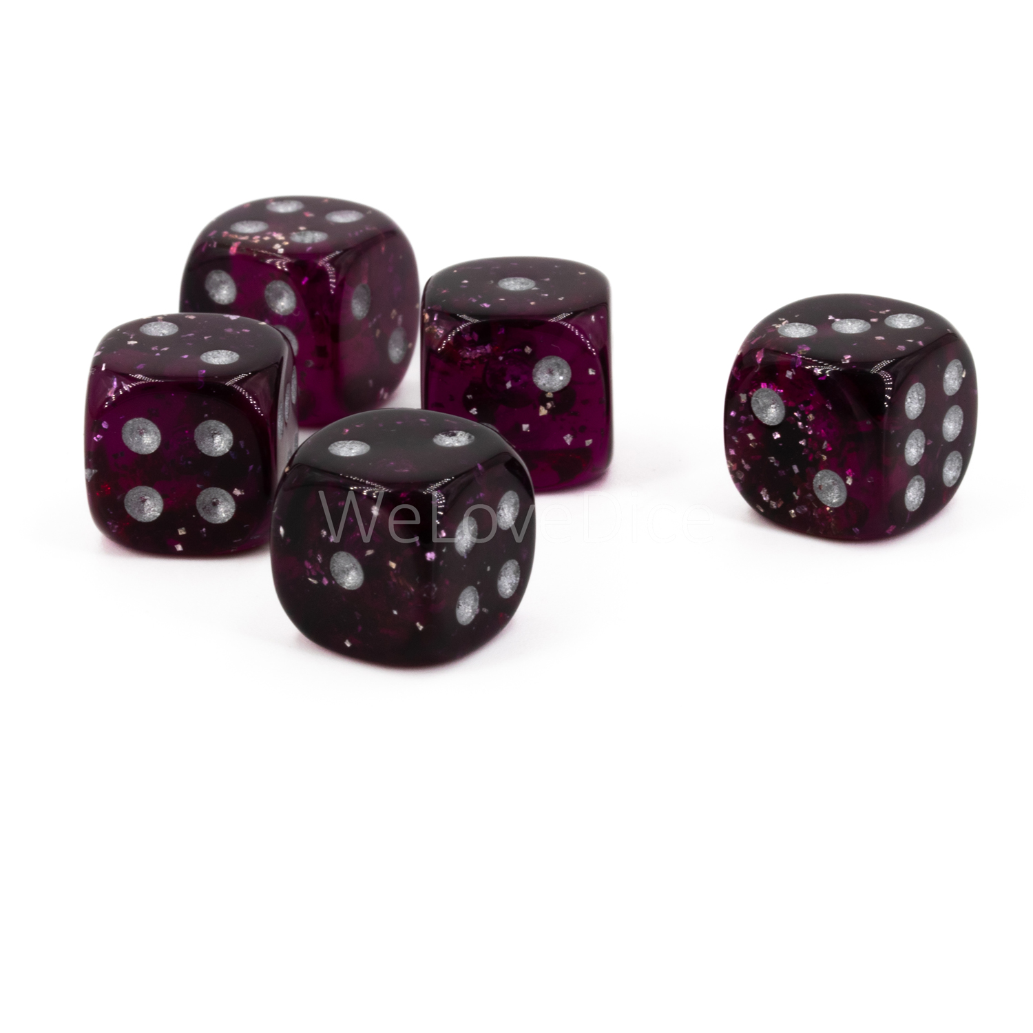 12mm Würfel in glitter purple / silber Marmor