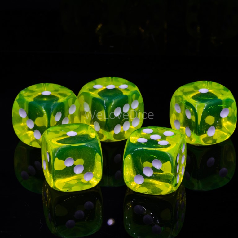12mm Würfel in neon gelb / weiß Transparent
