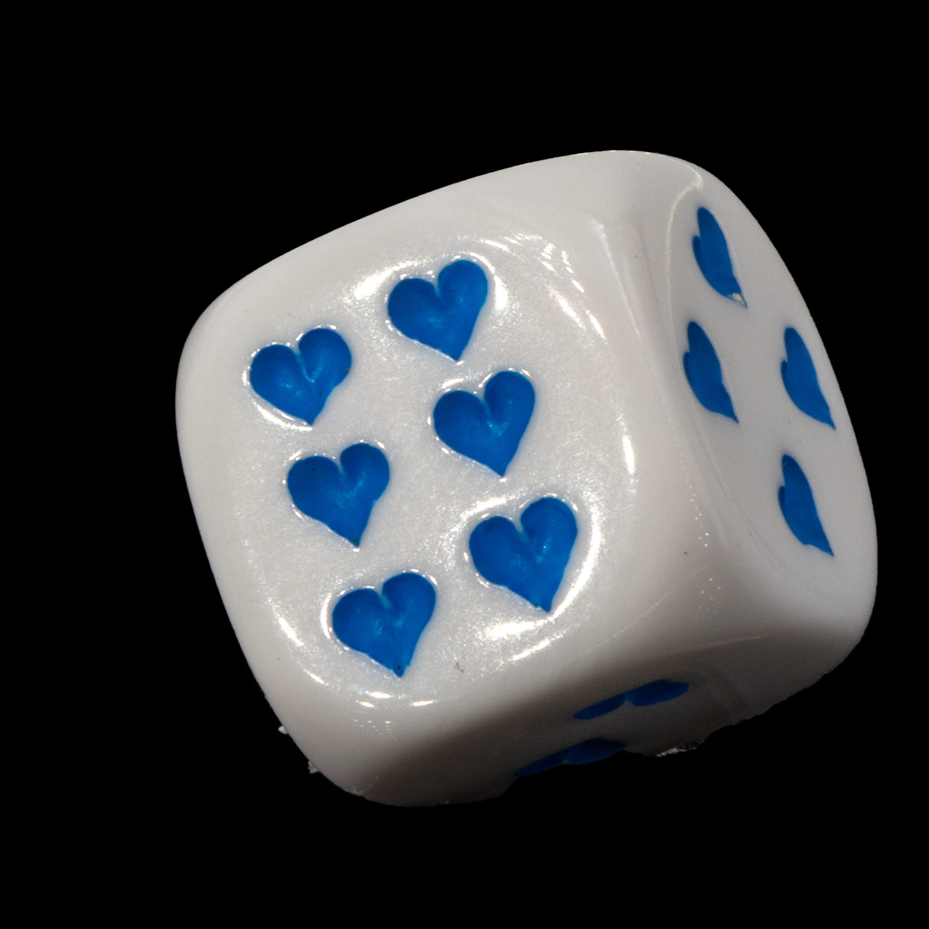 Herz Würfel in weiss / blau Satt