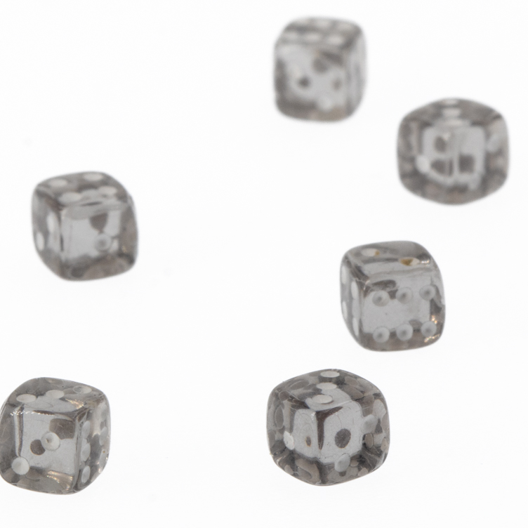 5mm Würfel in grau / weiß Transparent