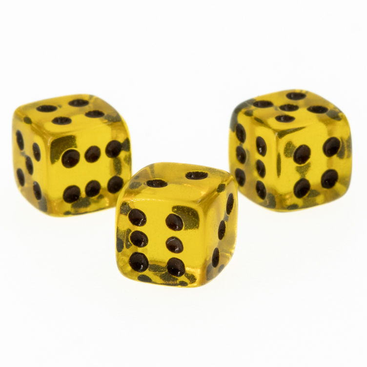 7mm Würfel in gelb /braun Transparent