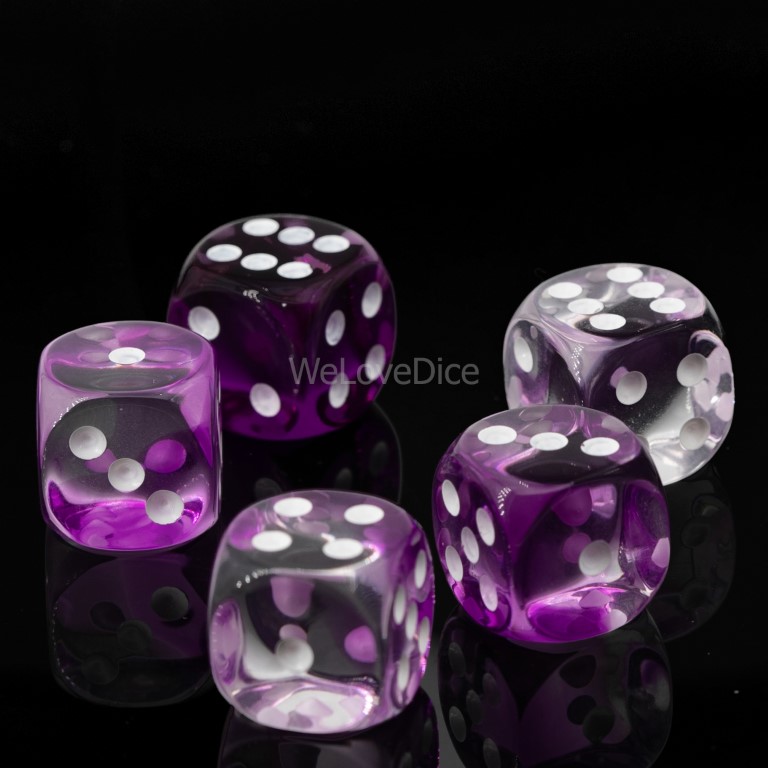 16mm Würfel in kristall lila / weiß 2-Ton