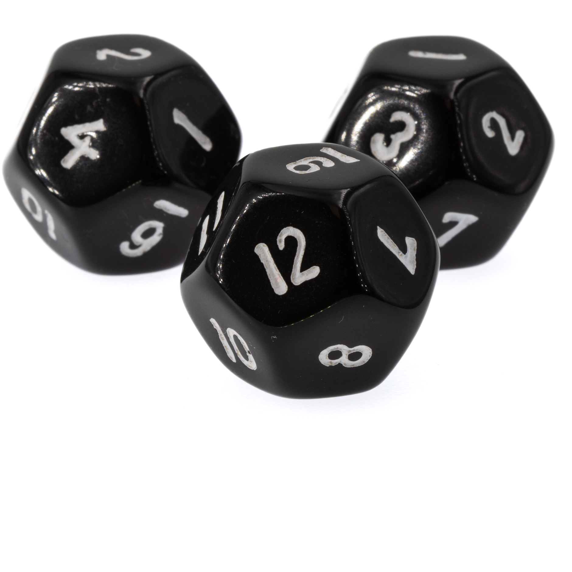 W12 Würfel in schwarz Satt
