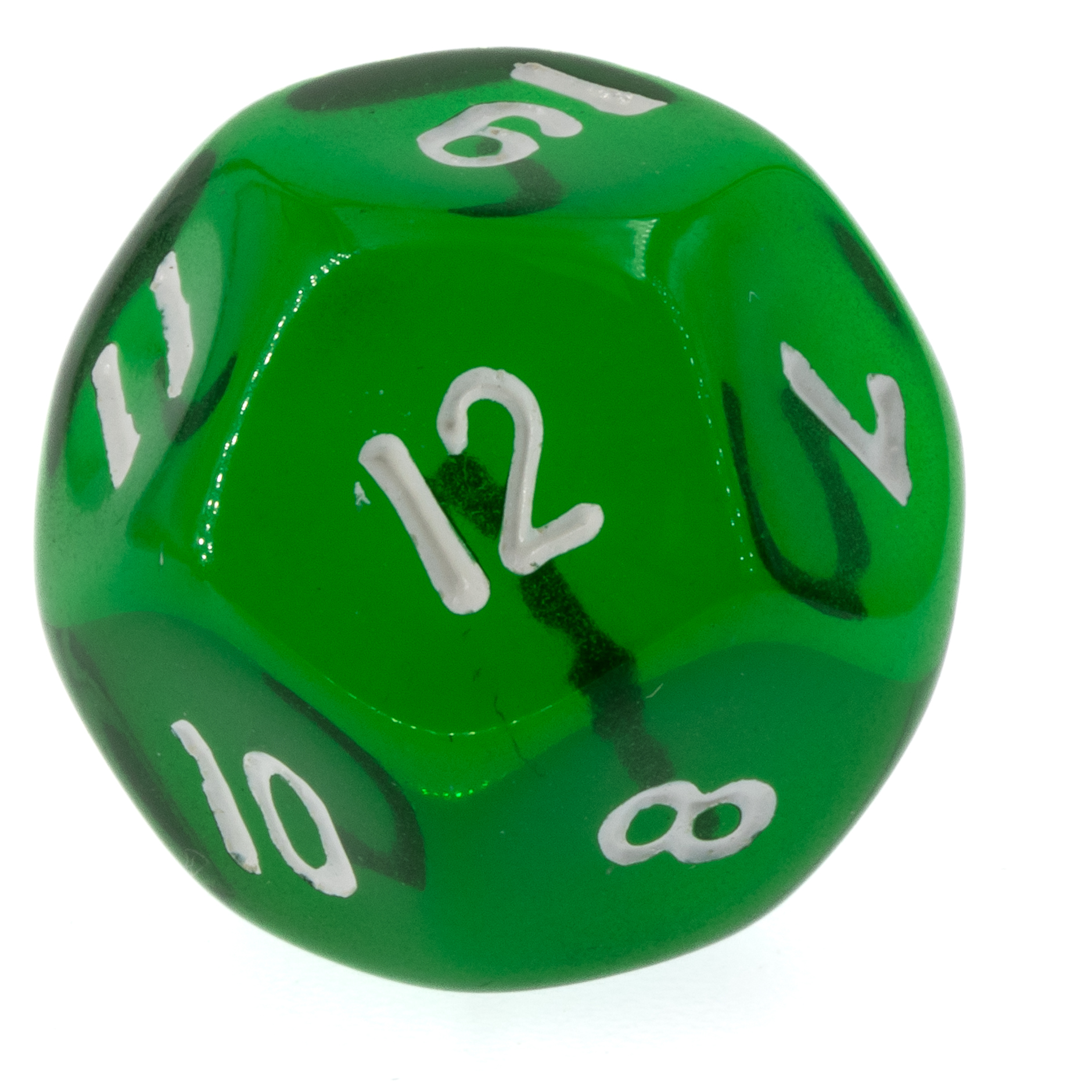 W12 Würfel in dunkelgrün transparent / weiß Transparent