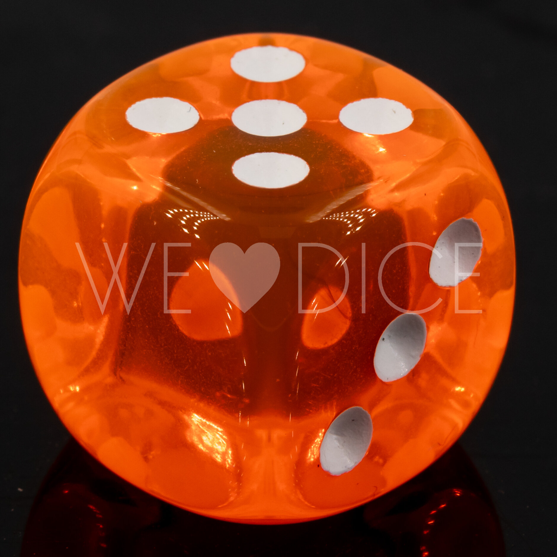 16mm Würfel in neon orange / weiß Transparent ohne "1"