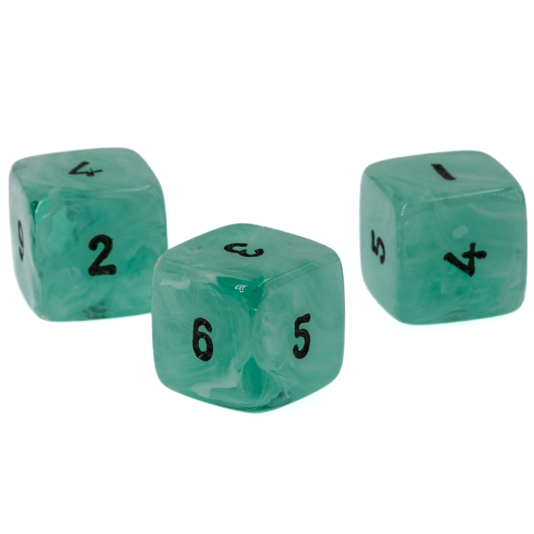 W6 Würfel in rauchiges jade / schwarz Marmor