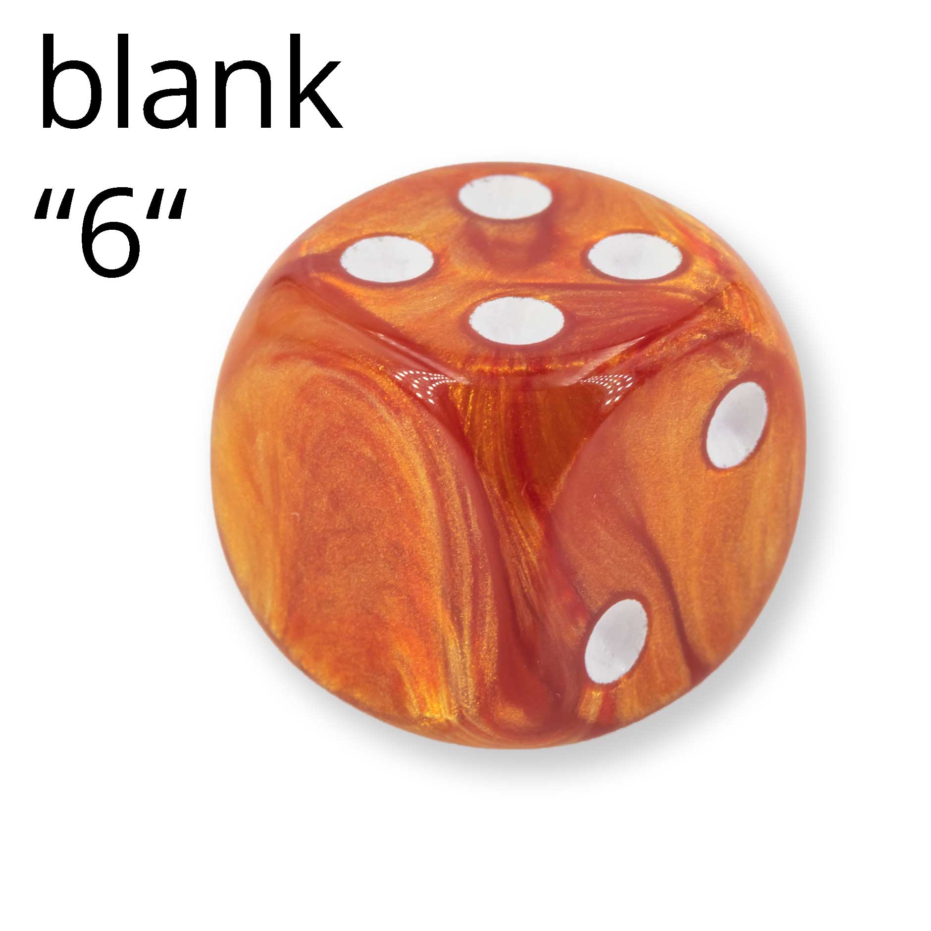 16mm Würfel in orange / weiss Seide ohne "6"