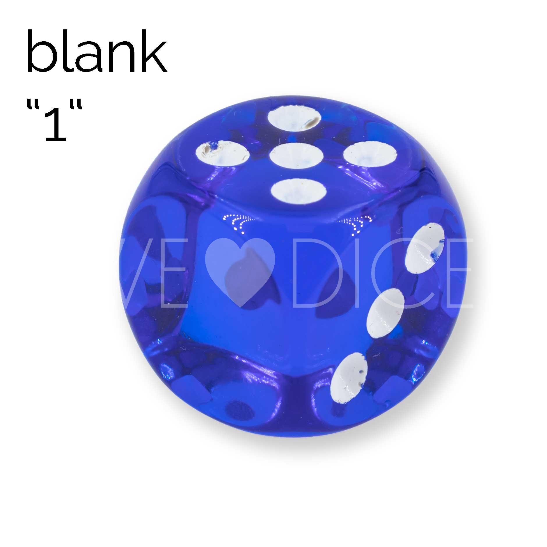16mm Würfel in dunkelblau / weiß Transparent ohne "1"