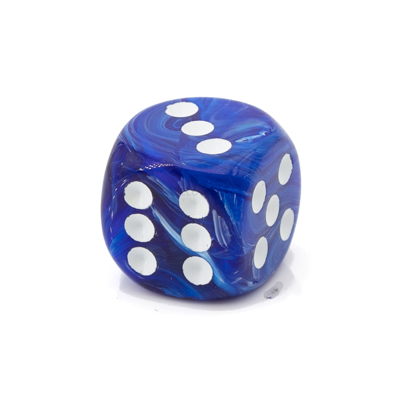 14mm Würfel in blau  / weiß Marmor